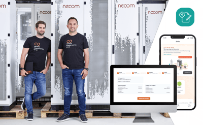 neoom Geschäftsführung Philipp und Walter mit REENT Screen und Icon