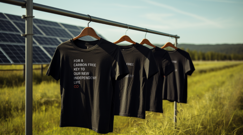 neoom T-Shirts in Natur mit PV-Anlage